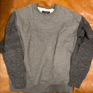 allsaints dark gray crewneck sweater